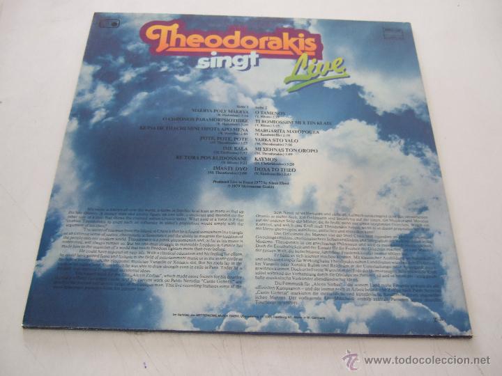 Discos de vinilo: THEODORAKIS SINGT LIVE - Foto 2