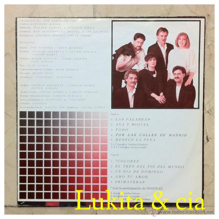 Discos de vinilo: MOCEDADES - COLORES - CBS 1986. - Foto 5