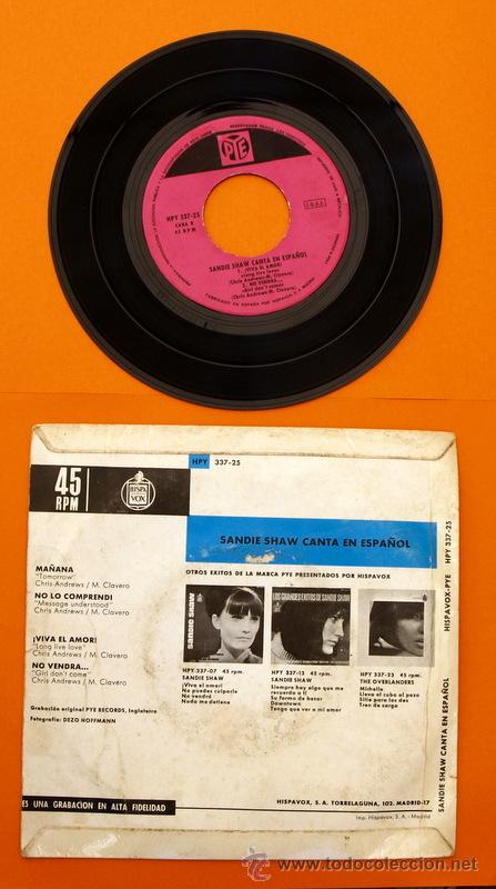 Discos de vinilo: SANDIE SHAW - MA&Ntilde;ANA - HISPA VOX - - Foto 2