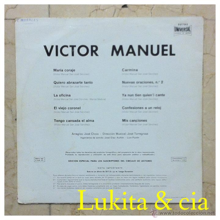 Discos de vinilo: V&Iacute;CTOR MANUEL - UNIVERSAL 1971. - Foto 2