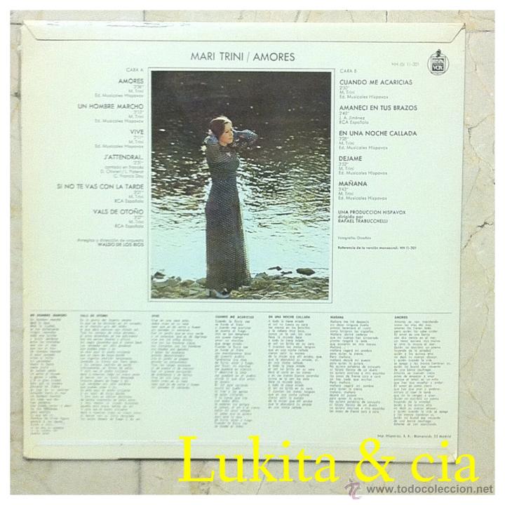 Discos de vinilo: MARI TRINI - AMORES - HISPAVOX 1970. - Foto 2