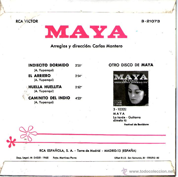 Discos de vinilo: MAYA - INDIECITO DORMIDO + 3 - Foto 2