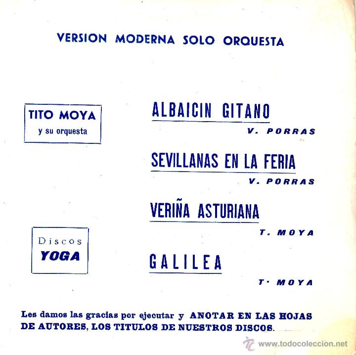 Discos de vinilo: Tito Moya y su Orquesta-ALBAICIN GITANO/+3 - Foto 1