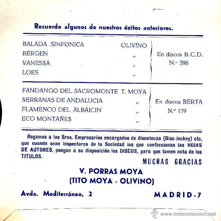 Discos de vinilo: Tito Moya y su Orquesta-ALBAICIN GITANO/+3 - Foto 2