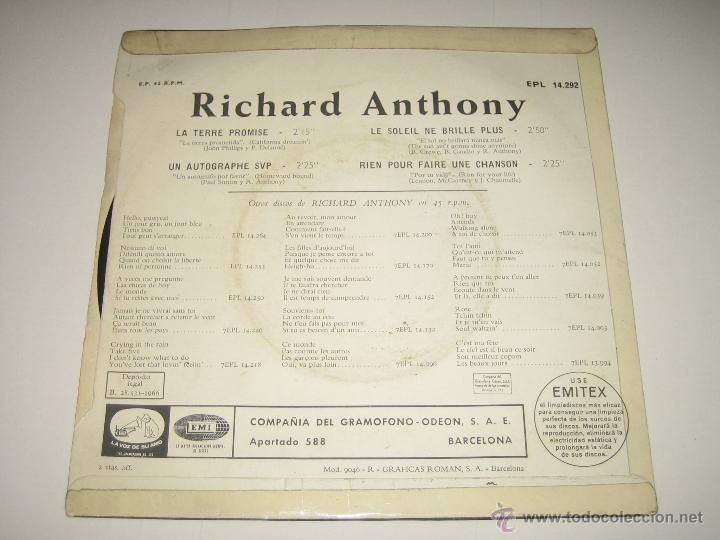 Discos de vinilo: RICHARD ANTHONY - 1966 - ED. ESPA&Ntilde;OLA - DISCO DIFICIL - Foto 2