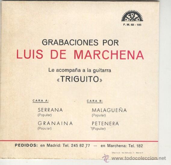 Discos de vinilo: LUIS DE MARCHENA EP BERTA 1971 RARO - Foto 2