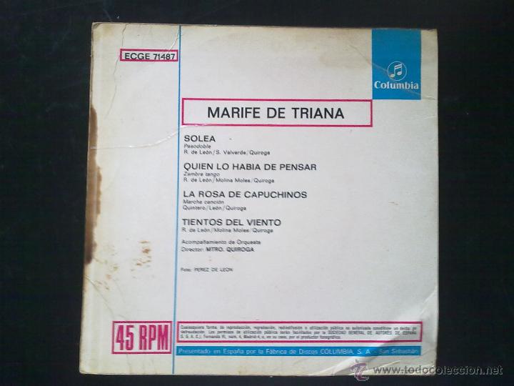 Discos de vinilo: MARIFE DE TRIANA-SOLEA 1961 - Foto 2