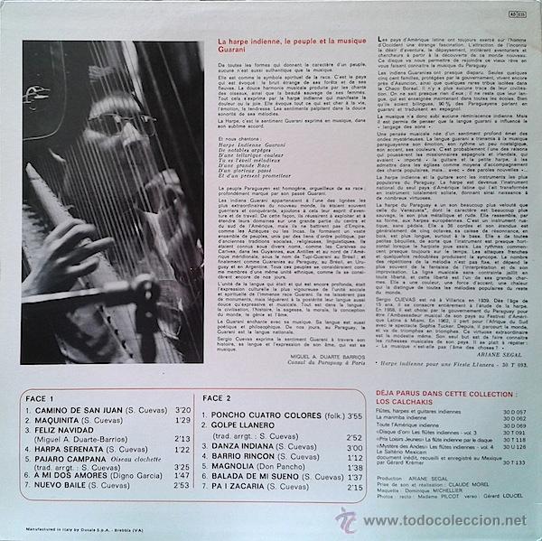 Discos de vinilo: Sergio Cuevas - Harpe Indienne du Paraguay (LP) - Foto 2
