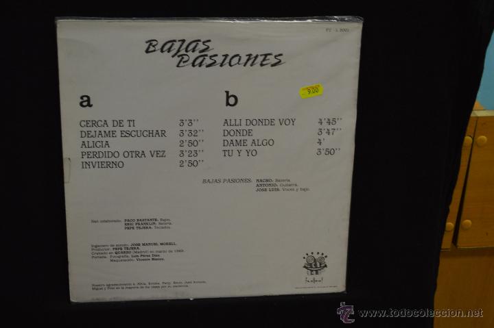 Discos de vinilo: BAJAS PASIONES - EXTRA&Ntilde;AS PALABRAS - LP - Foto 2