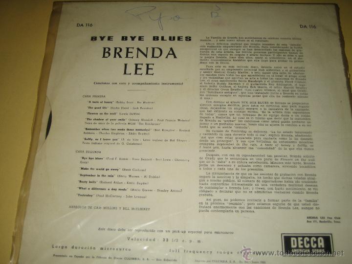 Discos de vinilo: BRENDA LEE - ED. ESPA&Ntilde;OLA 1966 - Foto 2