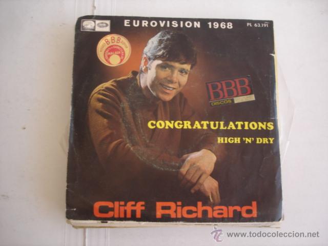 Discos de vinilo: CLIFF RICHARD CONGRATULATIONS / HIGH &acute;N&acute; DRY - Foto 1