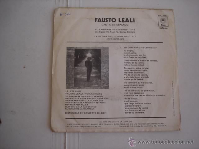 Discos de vinilo: FAUSTO LEALI YO CAMINARE - Foto 2