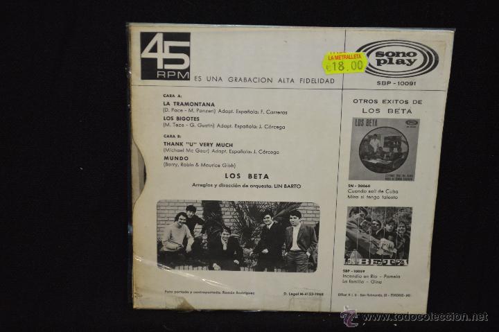 Discos de vinilo: LOS BETA - MUNDO + 3 - EP - Foto 2
