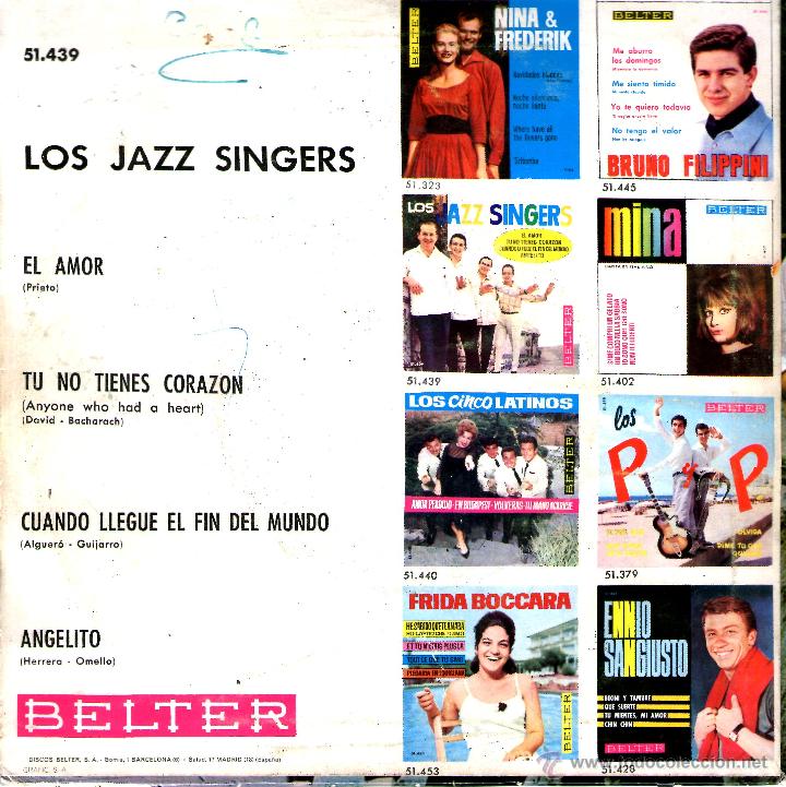 Discos de vinilo: LOS JAZZ SINGERS - EL AMOR - Foto 2