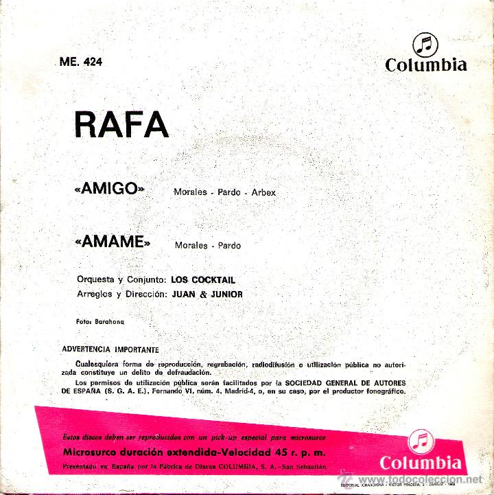 Discos de vinilo: RAFA con los COCKTAIL / Amame / Amigo - Foto 2