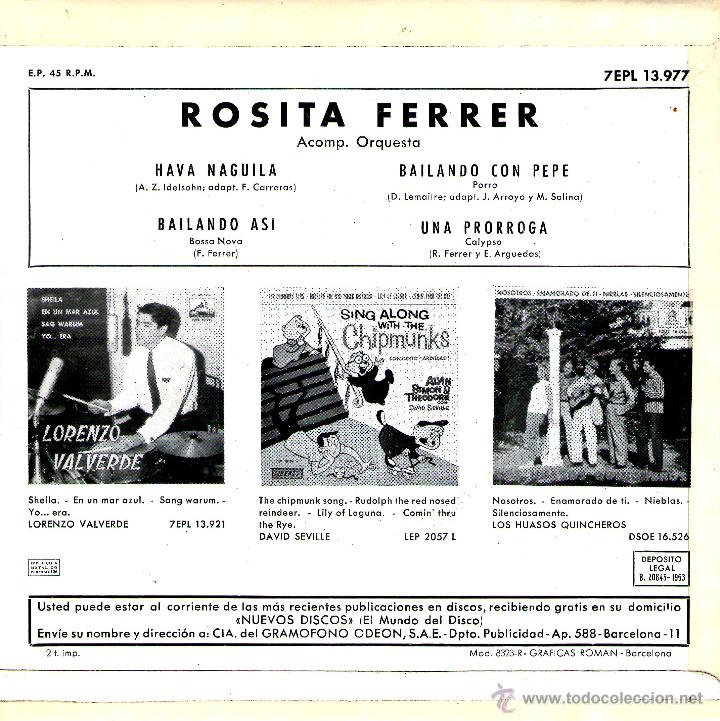 Discos de vinilo: ROSITA FERRER - HAVA NAGUILA - Foto 2