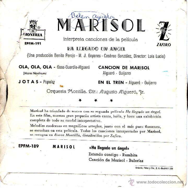 Discos de vinilo: MARISOL - HA LLEGADO UN ANGEL - Foto 2