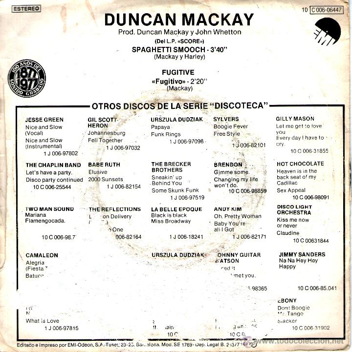 Discos de vinilo: DUNCAN MACKAY-SPAGHETTI SMOOCH - Foto 2