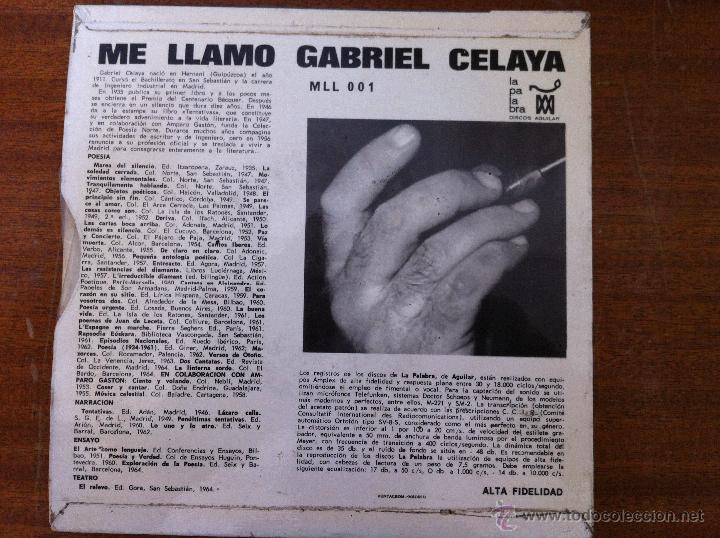 Discos de vinilo: ME LLAMO GABRIEL CELAYA. COLECCI&Oacute;N LA PALABRA - Foto 3