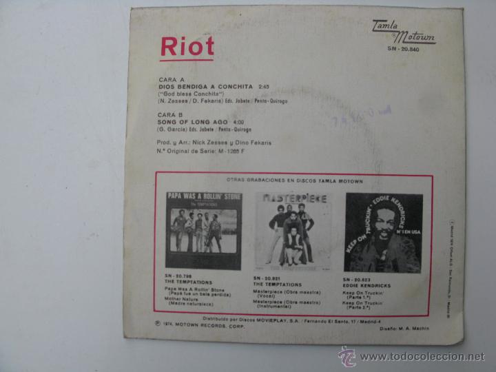Discos de vinilo: single de riot - dios bendiga a conchita - Foto 2