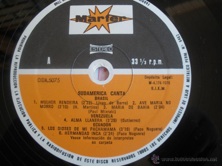 Discos de vinilo: SUDAMERICA CANTA - Foto 4