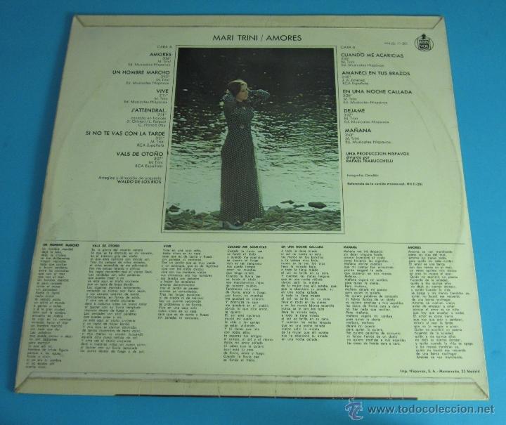 Discos de vinilo: MARI TRINI. AMORES. HISPAVOX. 1970 - Foto 2