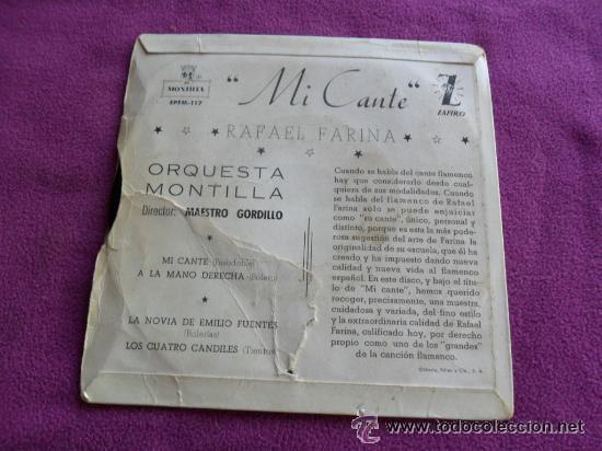 Discos de vinilo: RAFAEL FARINA - MI CANTE - 1959 - Foto 2
