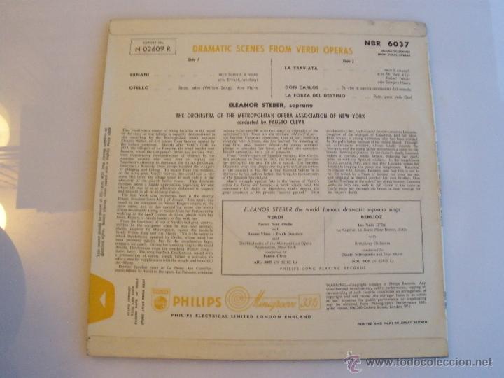 Discos de vinilo: ELEANOR STEBER SOPRANO-DRAMATIC SCENES FROM VERDI OPERAS - Foto 2