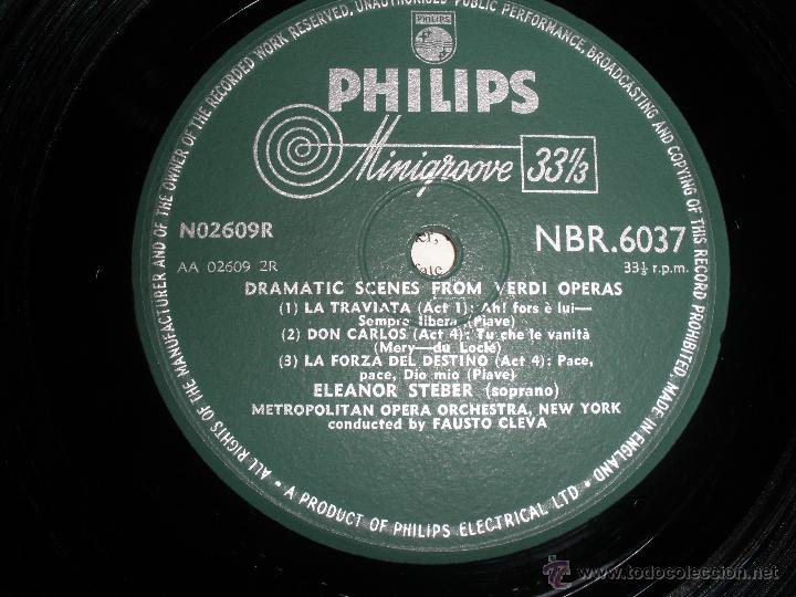Discos de vinilo: ELEANOR STEBER SOPRANO-DRAMATIC SCENES FROM VERDI OPERAS - Foto 3