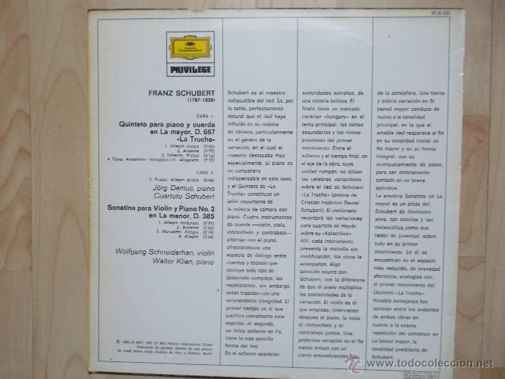Discos de vinilo: SCHUBERT QUINTETO LA TRUCHA 1977 - Foto 2