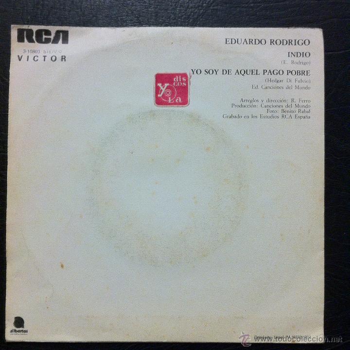 Discos de vinilo: EDUARDO RODRIGO - INDIO - RCA 1972. - Foto 2