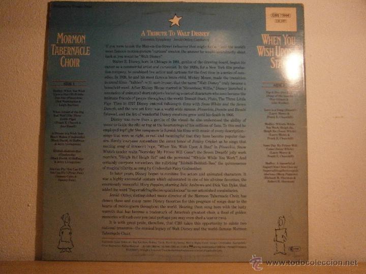 Discos de vinilo: MORMON TABERNACLE CHOIR. WHEN YOU WISH UPON A STAR. - Foto 2