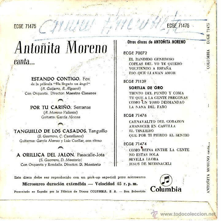 Discos de vinilo: ANTO&Ntilde;ITA MORENO - ESTANDO CONTIGO - Foto 2
