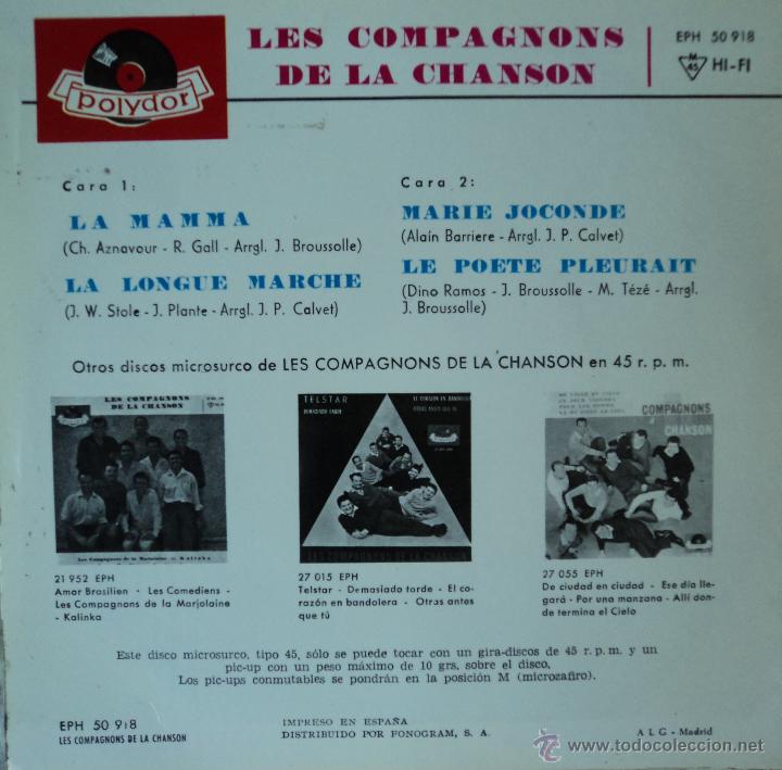 Discos de vinilo: Les Compagnons de la Chanson - La Longue Marche - Edici&oacute;n de 1964 de Espa&ntilde;a - Foto 2