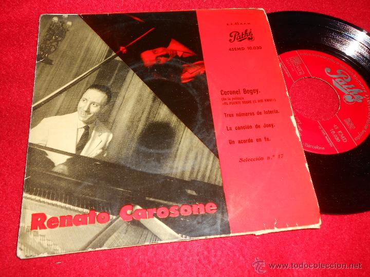 Discos de vinilo: RENATO CAROSONE Coronel Bogey/Tres numeros de loteria/Un acorde en fa +1 EP 1958 ESPA&Ntilde;A SPAIN