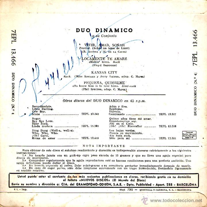 Discos de vinilo: DUO DINAMICO - VIVIR AMAR SO&Ntilde;AR - Foto 2
