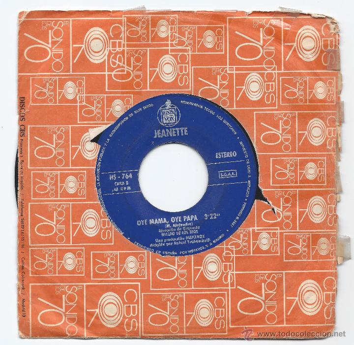 Discos de vinilo: 7523- JEANETTE- HISPAVOX-SIN FUNDA ORIGINAL - Foto 2