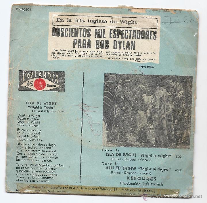 Discos de vinilo: 7529-E.P. KEROUACS -ISLA DE WIGHT -POPLANDIA - Foto 2