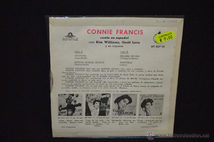 Discos de vinilo: CONNIE FRANCIS - GRANADA + 3 - EP - Foto 2
