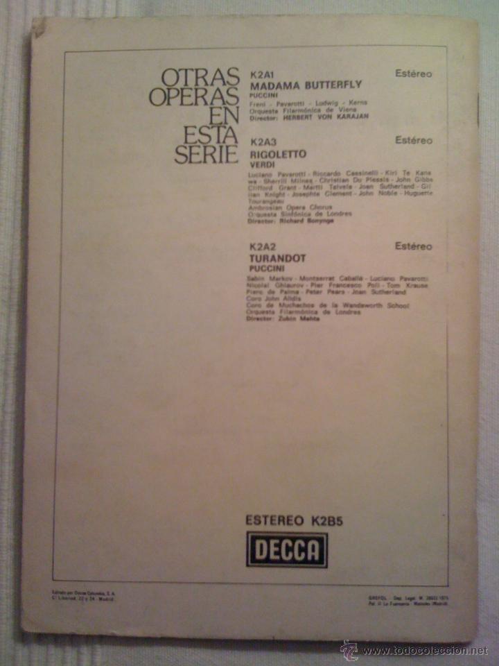 Discos de vinilo: PUCCINI. LA BOHEME. LIBRETO DE LA &Oacute;PERA. DECCA SET 565/6 - Foto 2