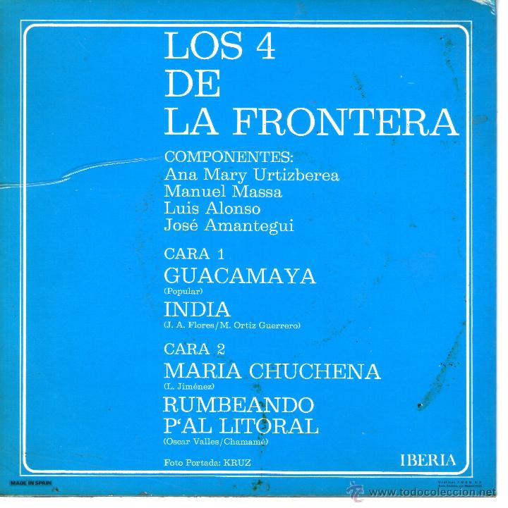 Discos de vinilo: LOS 4 DE LA FRONTERA - GUACAMAYA - Foto 2