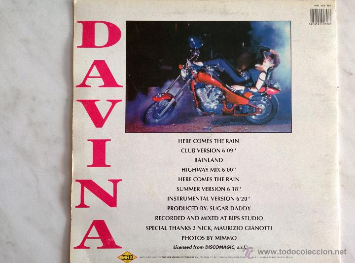 Discos de vinilo: DAVINA. HERE COMES THE RAIN. - Foto 2
