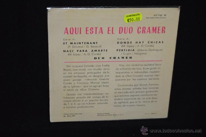 Discos de vinilo: DUO CRAMER - ET MAINTENANT + 3 - EP - Foto 2