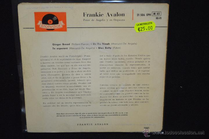 Discos de vinilo: FRANKIE AVALON - GINGER BREAD + 3 - EP - Foto 2