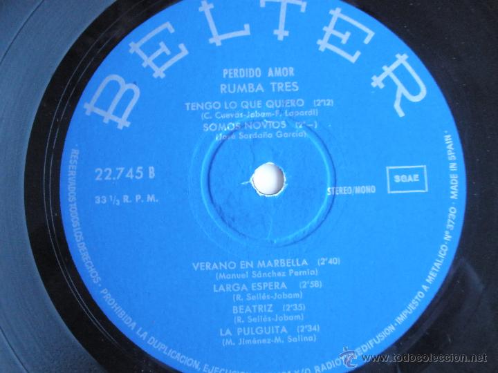 Discos de vinilo: RUMBA TRES - PERDIDO AMOR - Foto 3