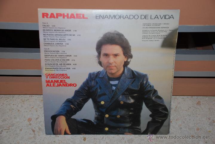 Discos de vinilo: DISCO VINILO RAPHAEL *ENAMORADO DE LA VIDA* LP - Foto 2