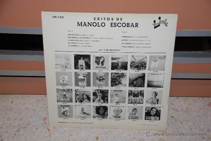 Discos de vinilo: DISCO VINILO MANOLO ESCOBAR *EXITOS DE MANOLO ESCOBAR* LP - Foto 2