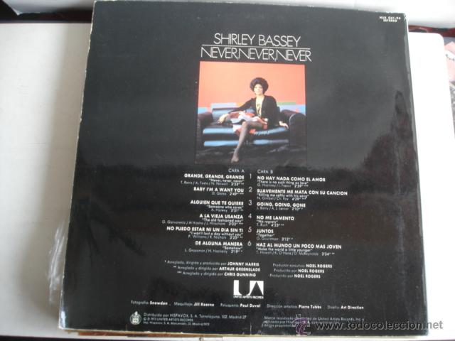 Discos de vinilo: SHIRLEY BASSEY NEVER, NEVER, NEVER GATEFOLD - Foto 3