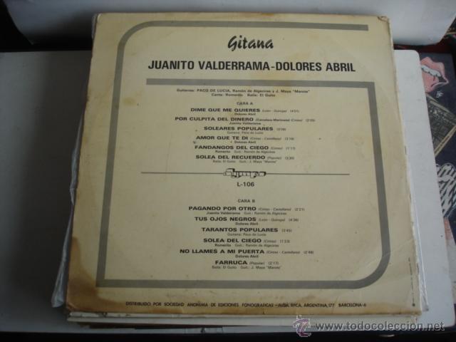Discos de vinilo: JUANITO VALDERRAMA / DOLORES ABRIL GITANA - Foto 2