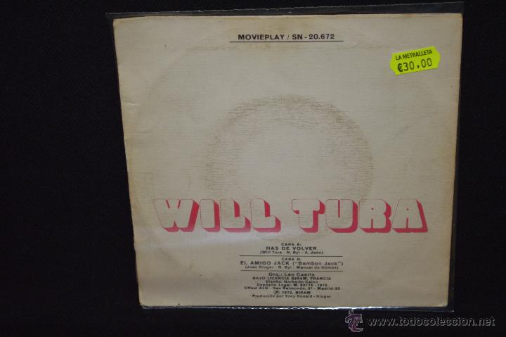 Discos de vinilo: WILL TURA - AHS DE VOLVER + 1 - SINGLE - Foto 2